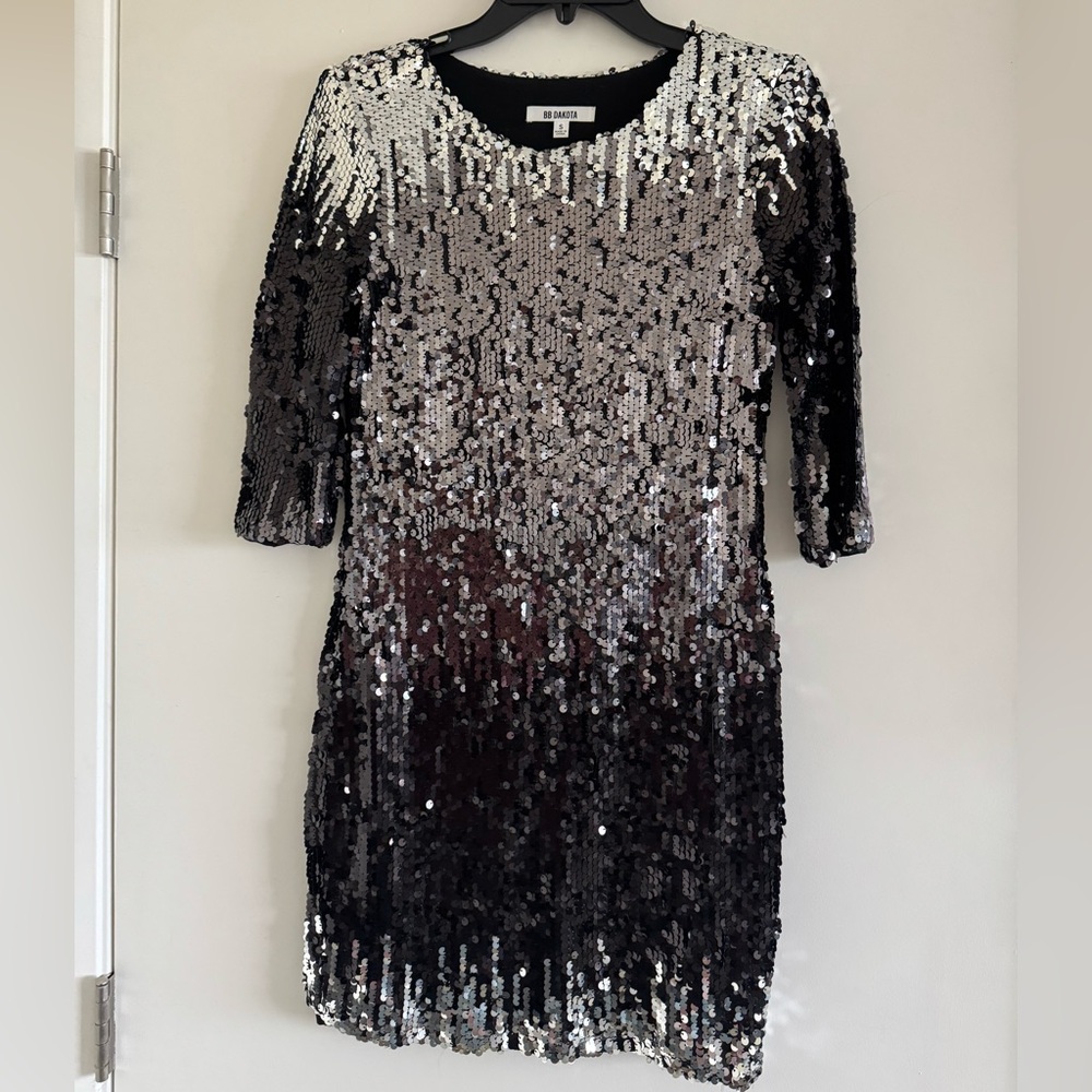 BB Dakota Sequin Black and Silver Dress